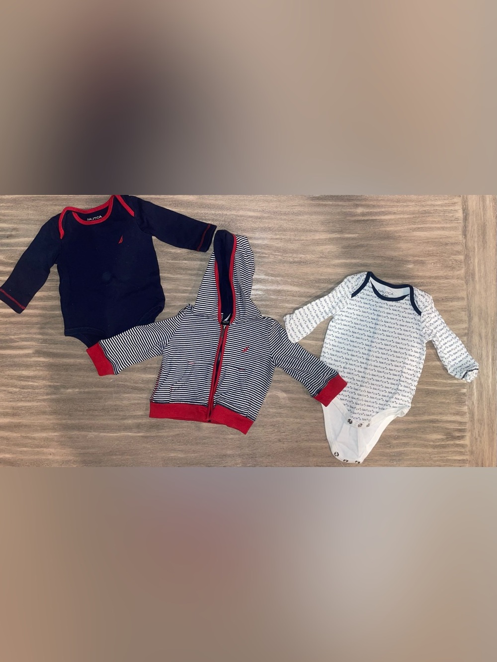 Nautica Baby Boy 3-Piece Outfit Set | Striped Zip Hoodie & Bodysuits